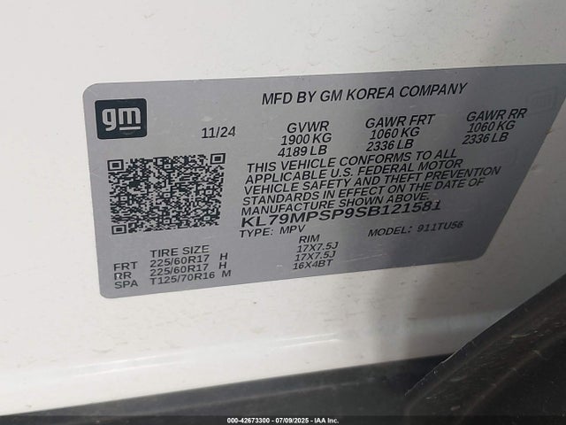 KL79MPSP9SB121581 Chevrolet lbp