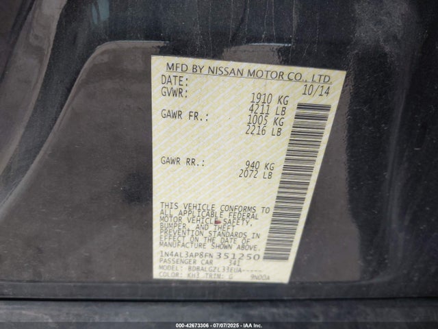 1N4AL3AP8FN351250 Nissan 2015