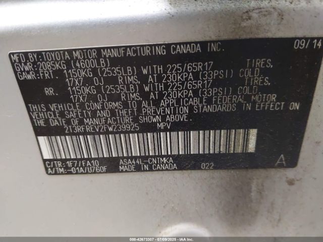 2015 TOYOTA RAV4 2T3RFREV2FW239925 Photo 8