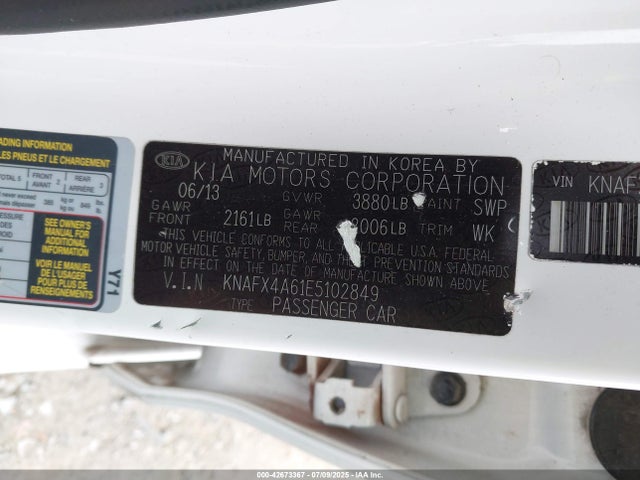 KNAFX4A61E5102849 KIA Forte