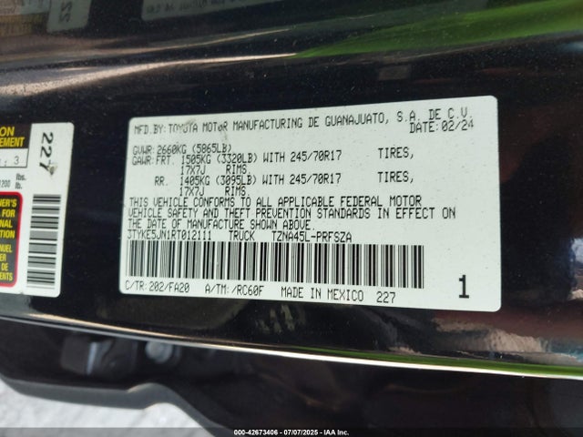 Toyota t24a-fts 2024 3TYKE5JN1RT012111 Image 9