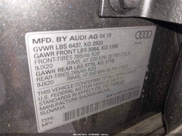 2018 AUDI Q7 WA1LHAF78JD043232 Photo 8