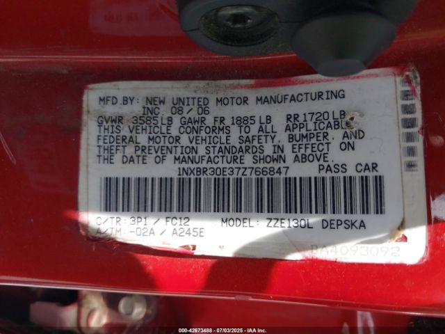 2007 TOYOTA COROLLA 1NXBR30E37Z766847 Photo 8
