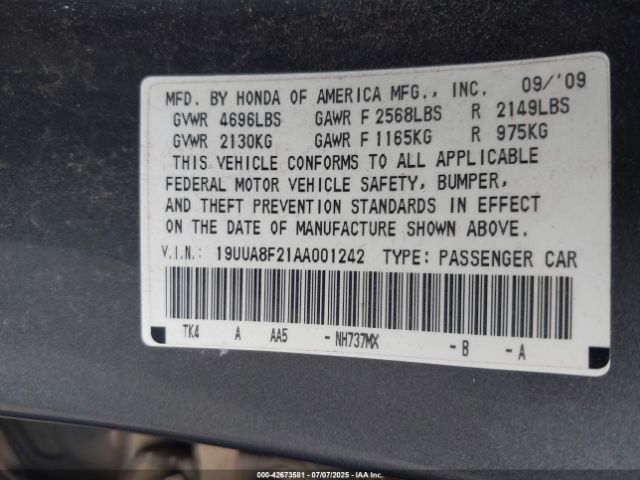 2010 ACURA TL 19UUA8F21AA001242 Photo 8