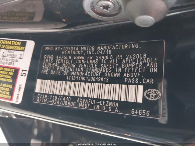 4T1B11HK1JU619813 Toyota a25a-fks