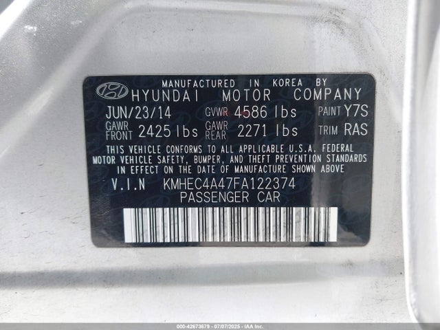 Hyundai dohc mpi theta ii 2015 KMHEC4A47FA122374 Image 9