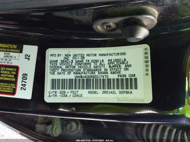 2009 TOYOTA COROLLA 1NXBU40E89Z017470 Photo 8