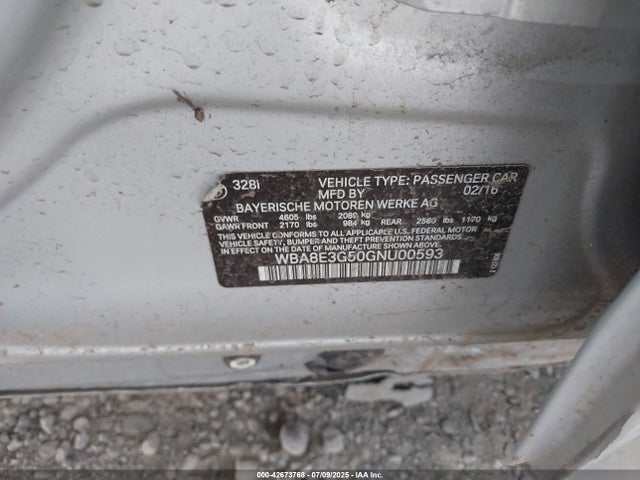 BMW 328I 2016 WBA8E3G50GNU00593 Image 9