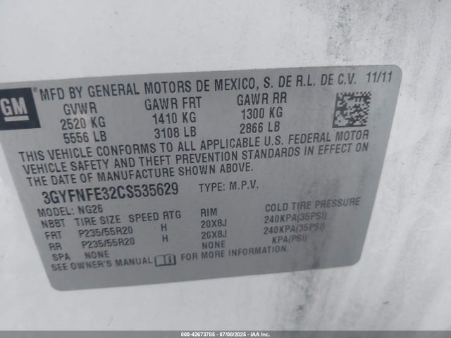 2012 CADILLAC SRX 3GYFNFE32CS535629 Photo 8