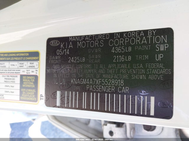 KNAGM4A7XF5528918 KIA dohc gdi theta ii