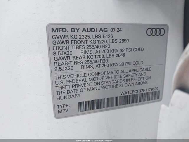 2024 AUDI Q3 WA1EECF37R1179620 Photo 8