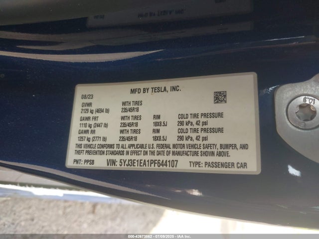 2023 TESLA MODEL 3 5YJ3E1EA1PF644107 Photo 8