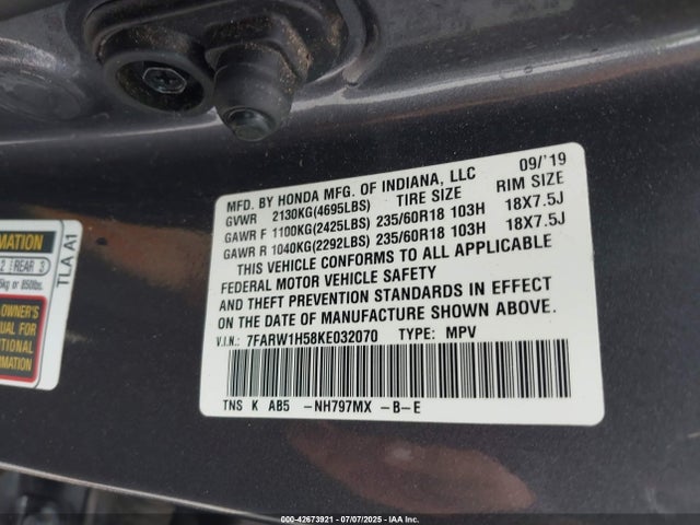 7FARW1H58KE032070 Honda l15be