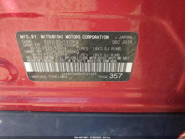 2017 MITSUBISHI OUTLANDER SPORT JA4AR3AW5HZ025945 Photo 8