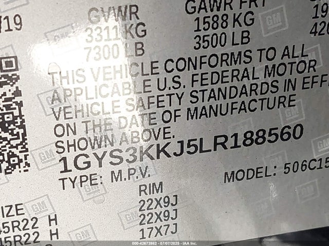 1GYS3KKJ5LR188560 Cadillac l86 -sidi: spark ignition direct injection, vvt: variable valve timing, afm, e85 max, alum