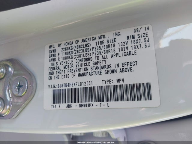 5J8TB4H5XFL012051 Acura j35z2