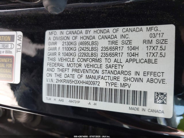 2HKRW5H3XHH400972 Honda k24w9/k24v9
