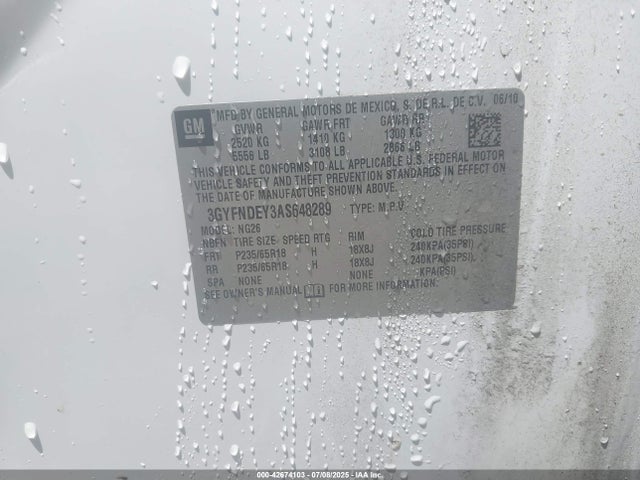 2010 CADILLAC SRX 3GYFNDEY3AS648289 Photo 8