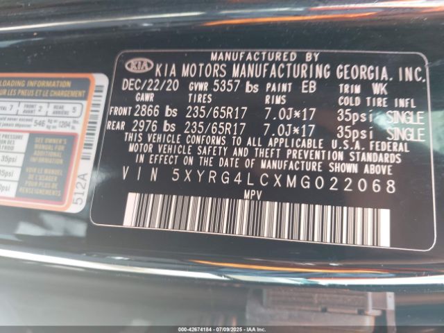 2021 KIA SORENTO 5XYRG4LCXMG022068 Photo 8