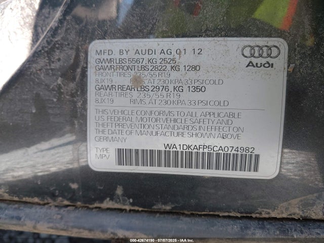 2012 AUDI Q5 WA1DKAFP5CA074982 Photo 8
