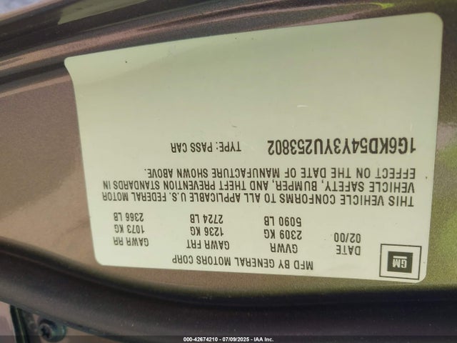 2000 CADILLAC DEVILLE 1G6KD54Y3YU253802 Photo 8
