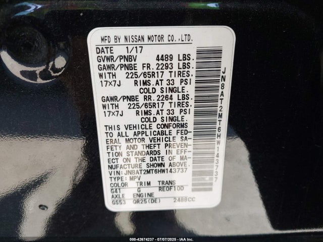 JN8AT2MT6HW143737 Nissan 2017