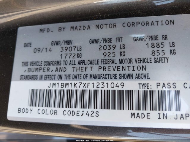 JM1BM1K7XF1231049 Mazda pe