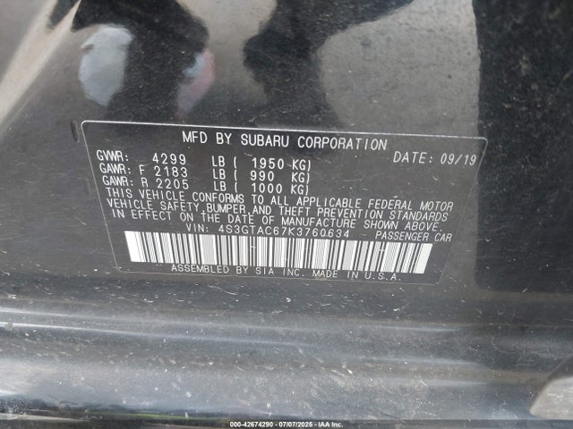 4S3GTAC67K3760634 Subaru 2019