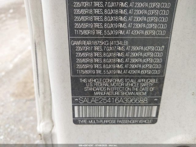 2006 LAND ROVER LR3 SALAE25416A396688 Photo 8