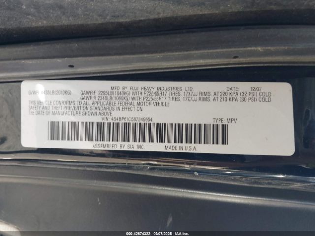 2008 SUBARU OUTBACK 4S4BP61C587349654 Photo 8