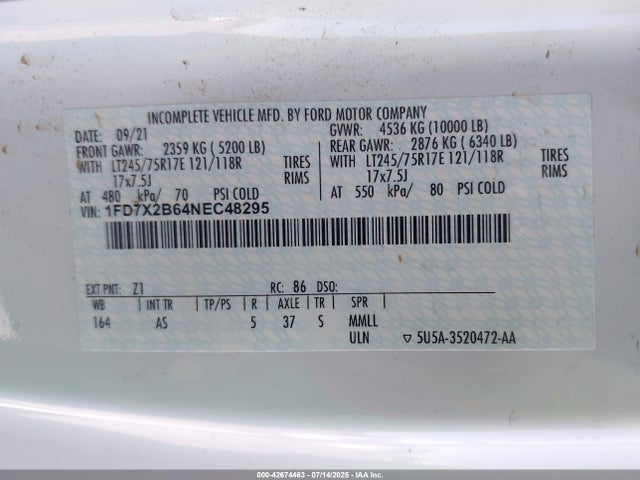 Ford 2022 2022 1FD7X2B64NEC48295 Image 9