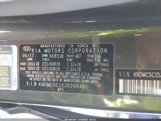KIA 2018 2018 KNDMC5C15J6366481 Image 9