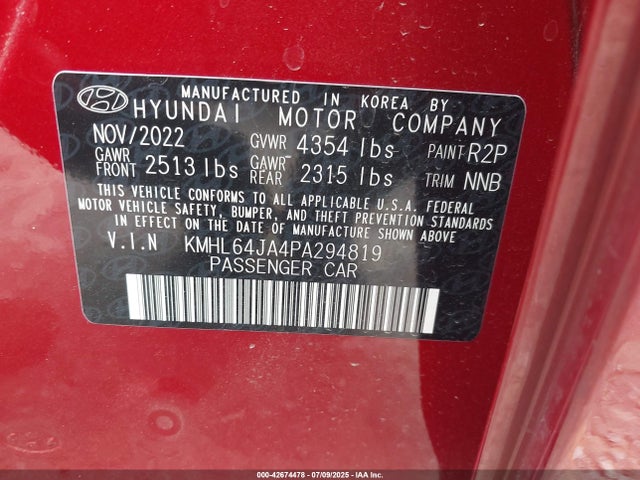KMHL64JA4PA294819 Hyundai gdi theta iii