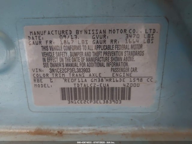 Nissan VERSA NOTE 2014 3N1CE2CP3EL383903 Image 9