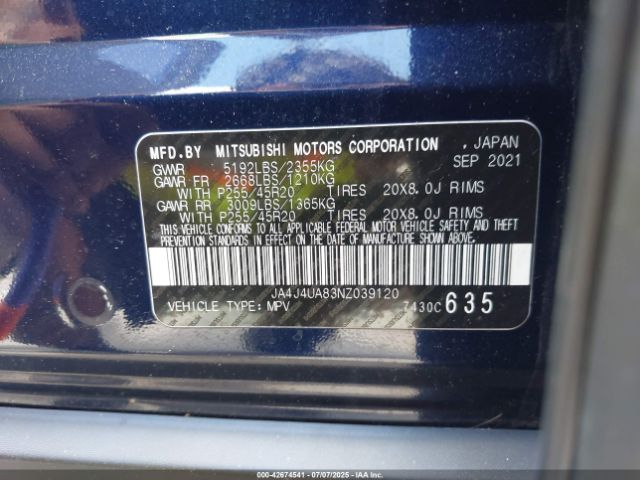 2022 MITSUBISHI OUTLANDER JA4J4UA83NZ039120 Photo 8