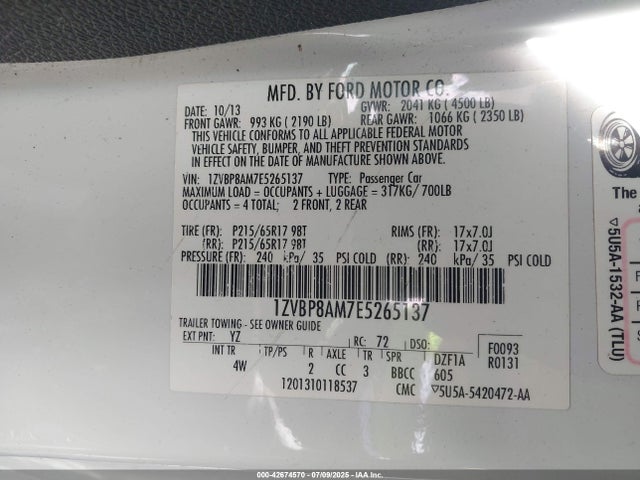 Ford 2014 2014 1ZVBP8AM7E5265137 Image 9