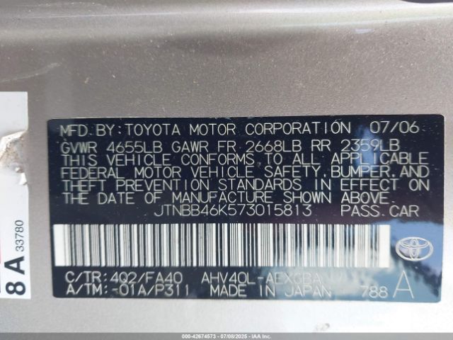 2007 TOYOTA CAMRY HYBRID JTNBB46K573015813 Photo 8