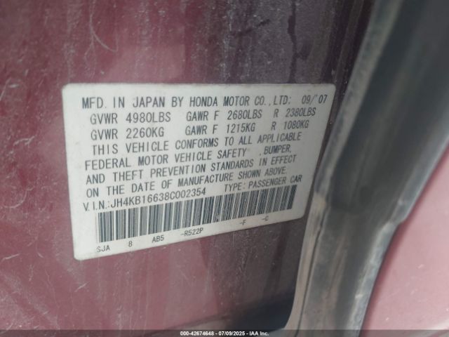 2008 ACURA RL JH4KB16638C002354 Photo 8