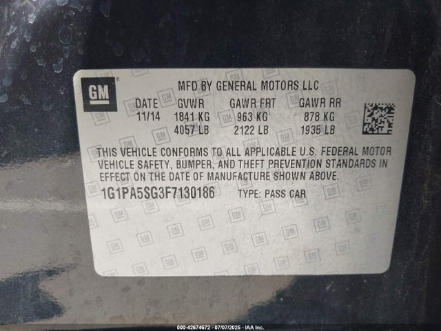 1G1PA5SG3F7130186 Chevrolet lwe