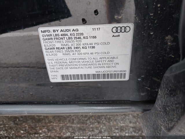 WA1JCCFS7JR018590 Audi Q3