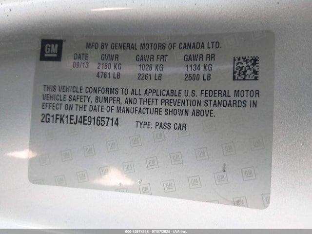 Chevrolet l99 2014 2G1FK1EJ4E9165714 Image 9
