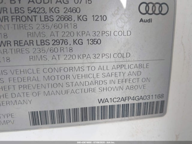 2016 AUDI Q5 WA1C2AFP4GA031168 Photo 8