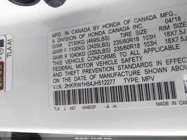 2HKRW1H54JH512277 Honda l15be