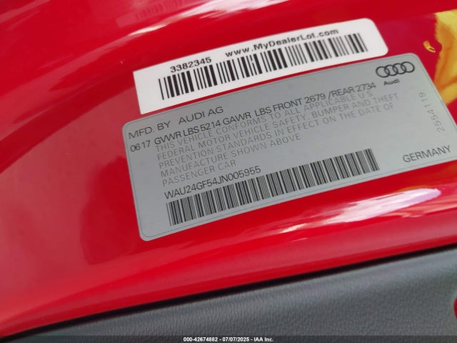 2018 AUDI S5 WAU24GF54JN005955 Photo 8