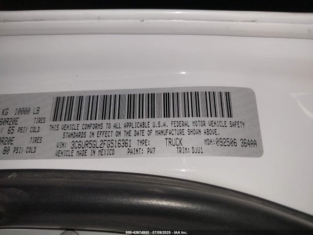 3C6UR5GL2FG516361 RAM 2015
