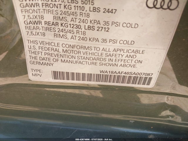 2025 AUDI A4 ALLROAD WA18AAF46SA007087 Photo 8