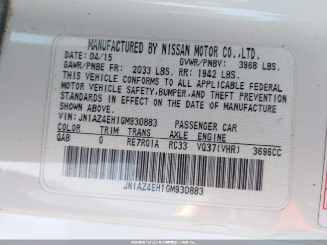 2016 NISSAN 370Z JN1AZ4EH1GM930883 Photo 8