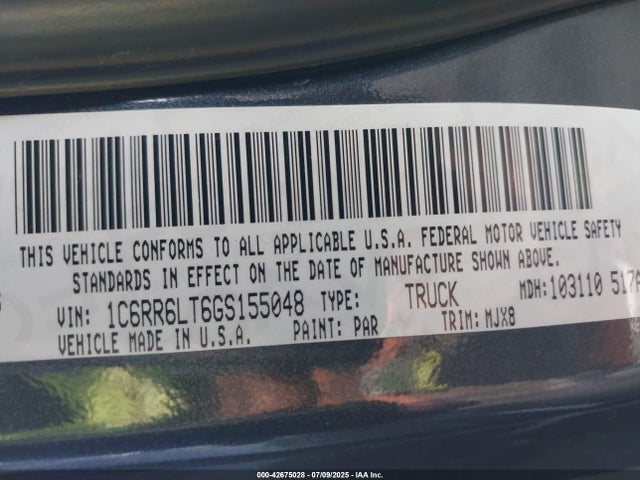 RAM 2016 2016 1C6RR6LT6GS155048 Image 9