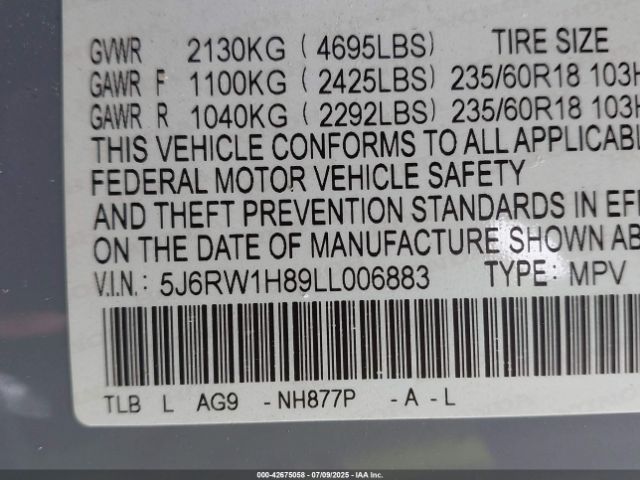 2020 HONDA CR-V 5J6RW1H89LL006883 Photo 8