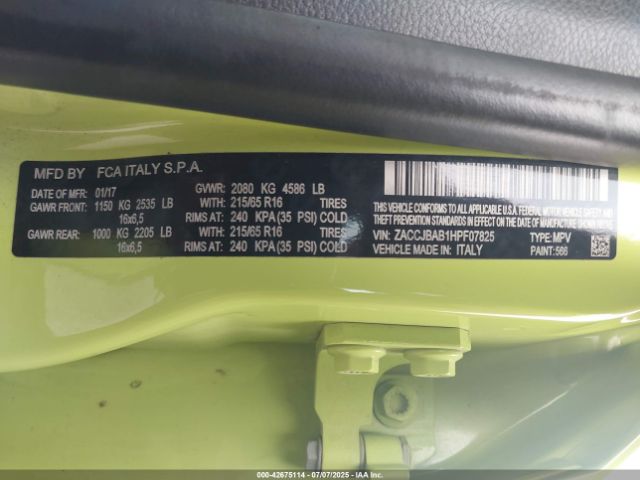 2017 JEEP RENEGADE ZACCJBAB1HPF07825 Photo 8